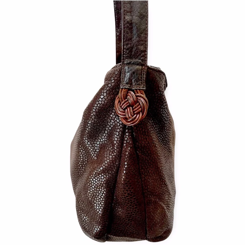 Vintage Desmo Made in Italy Brown Soft Leather Hobo Bucket Bag with Dot Pattern